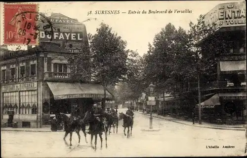 Ak Suresnes Hauts de Seine, Entrée du Boulevard de Versailles