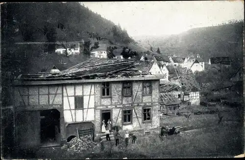 Ak Mühlen Horb am Neckar, Sturmkatastrophe 1913, Gebäudeschäden