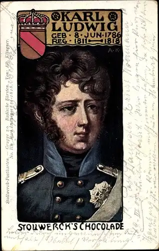 Künstler Ak Klingner, A, Stollwerck Reklame, Gruppe 20, No. III, Karl Ludwig von Baden