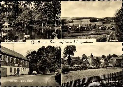 Ak Ringenhain Steinigtwolmsdorf in Sachsen, Gaststätte Grüne Fichte, Rathaus, Postamt, Erbgericht