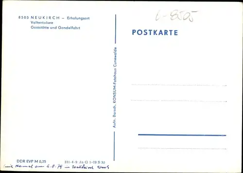 Ak Neukirch in der Lausitz, Valtentalsee, Gaststätte, Gondelfahrt