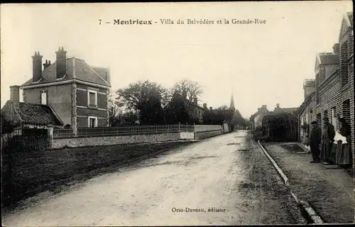 Ak Montrieux Loir et Cher, Villa du Belvedere et la Grande Rue