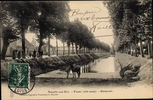 Ak Neuville aux Bois Loiret, Fosses, cote ouest, Abreuvoir