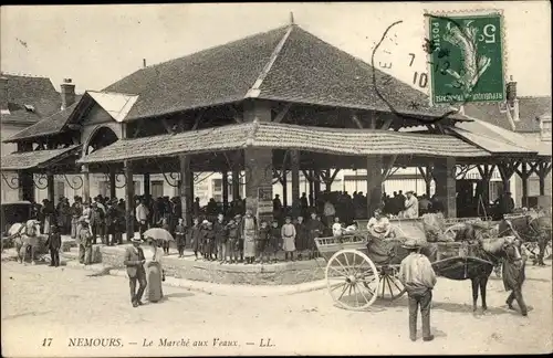 Ak Nemours Seine et Marne, Le Marche aux Veaux