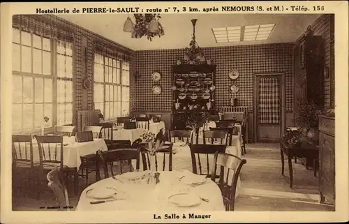 Ak Nemours Seine et Marne, Hostellerie de Pierre le Sault, La Salle a Manger