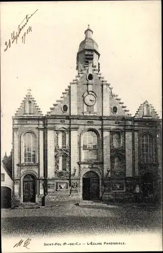 Ak Saint Pol sur Ternoise Pas de Calais, Eglise paroissiale