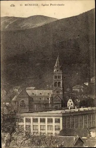 Ak Munster Münster Elsaß Elsass Haut Rhin, Eglise Protestante