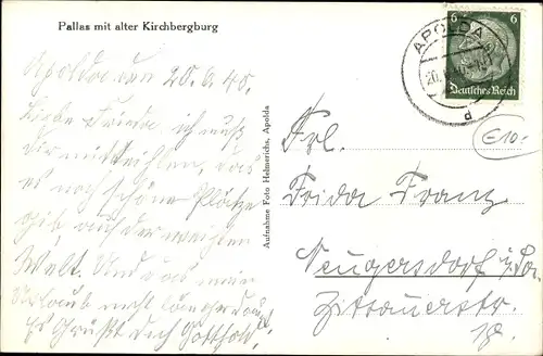 Ak Kapellendorf Weimarer Land, Wasserburg, Pallas mit alter Kirchbergburg