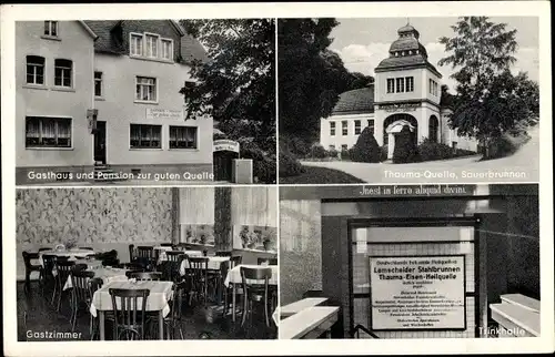 Ak Sauerbrunnen im Hunsrück, Gasthaus zur guten Quelle, Thauma Quelle, Gastzimmer, Trinkhalle
