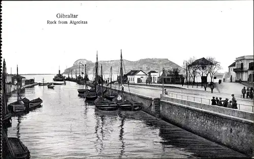 Ak Gibraltar, Rock from Algeciras, Segelboote
