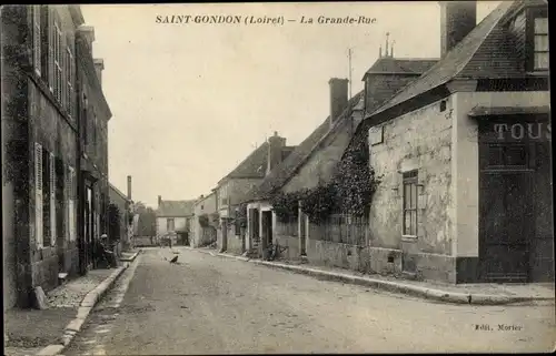 Ak Saint Gondon Loiret, La Grande Rue