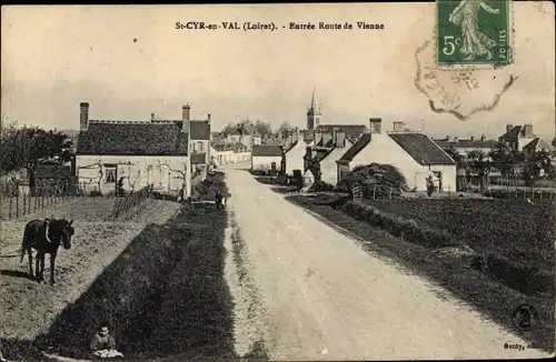 Ak Saint Cyr en Val Loiret, Entrée Route de Vienne, Pferd