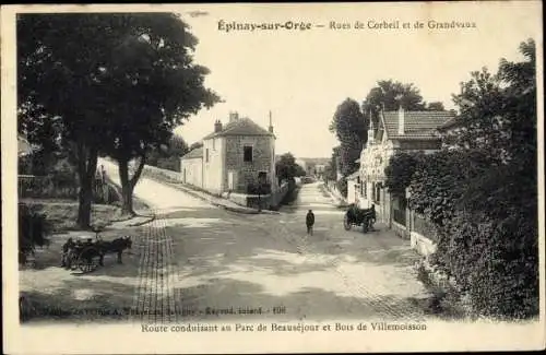 Ak Epinay sur Orge Essonne, Route condiusant au Parc de Beausejour, Bois de Villemoisson