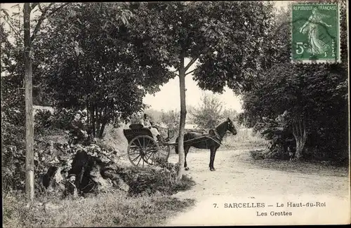 Ak Sarcelles Val d’Oise, Le Haut du Roi, Les Grottes, Kutsche