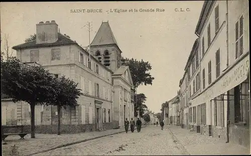 Ak Saint Brice sous Forêt Val d’Oise, L'Eglise et la Grande Rue