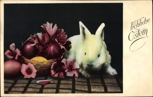 Ak Glückwunsch Ostern, Hase, Ostereier, Blumen