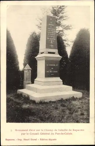 Ak Bapaume Pas de Calais, Monument aux Morts