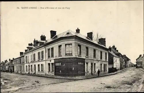 Ak Saint André de l'Eure Eure, Rue d'Evreux et rue de Pacy