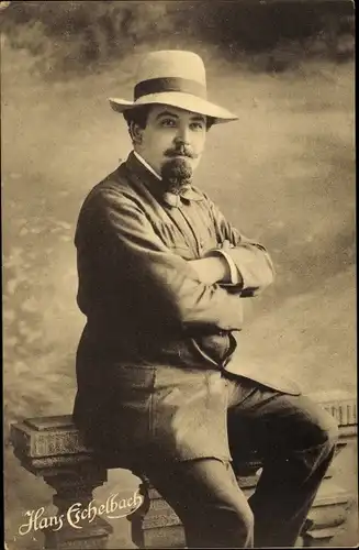 Ak Schriftsteller Hans Eschelbach, Portrait, Hut