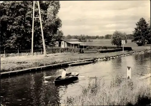 Ak Groß Köris im Kreis Dahme Spreewald, An der Zugbrücke, Ruderer