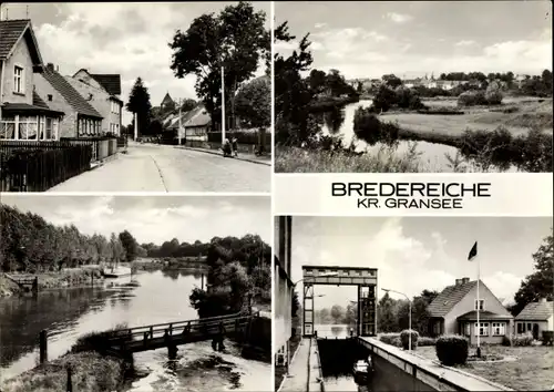 Ak Bredereiche Fürstenberg an der Havel, Schleuse, Brücke, Landschaft, Strassenansicht