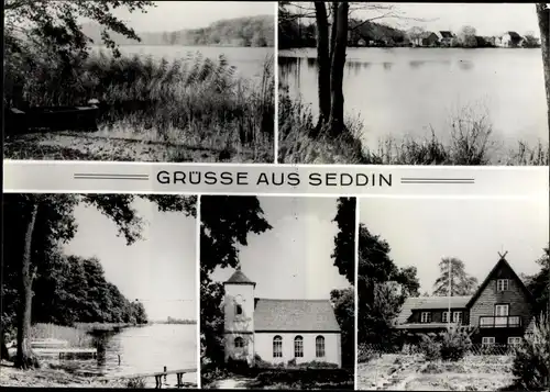 Ak Seddin Seddiner See in Brandenburg, Kirche, Ferienheim VEB Minol, Seeblick