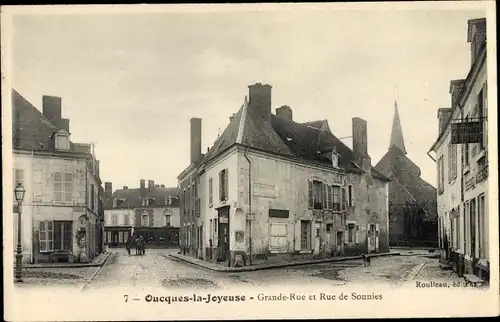 Ak Oucques la Joyeuse Loir et Cher, Grande Rue, Rue de Sonnies