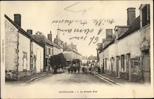 Ak Sandillon Loiret, La Grande Rue