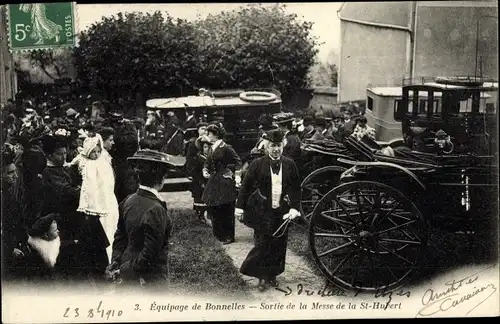 Ak Bonnelles Yvelines, Equipage de Bonnelles, Sortie de la Messe de la Saint Hubert