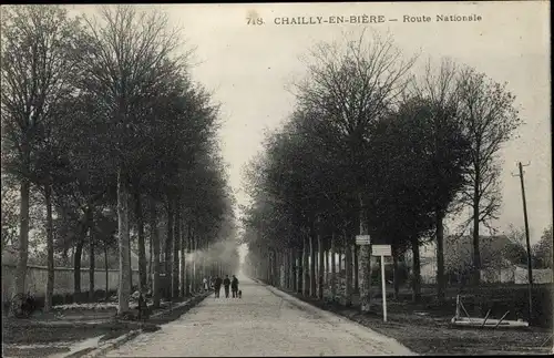 Ak Chailly Seine et Marne, Route Nationale