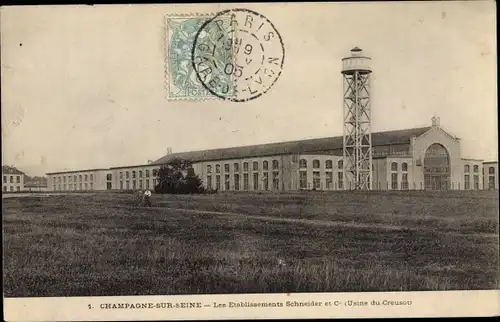 Ak Champagne sur Seine Seine et Marne, Usine Schneider, Usine du Creusot