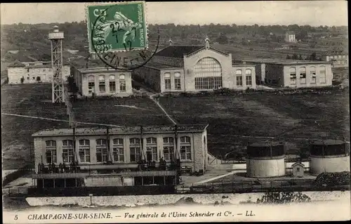 Ak Champagne sur Seine Seine et Marne, Usine Schneider