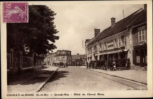 Ak Chailly Seine et Marne, Grande Rue, Hotel du Cheval Blanc