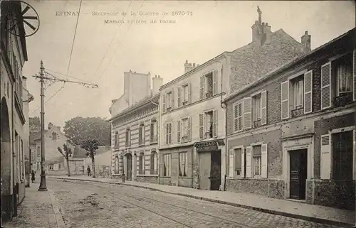 Ak Epinay Seine Saint Denis, Maison criblee de balles