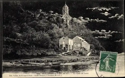 Ak Saint Florent le Vieil Maine et Loire, Au Clair de Lune