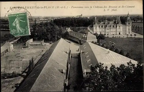 Ak Saint Clément de la Place, Panorama vers le Château des Brosses