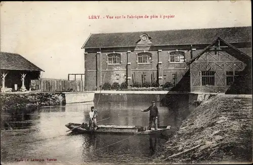 Ak Léry Eure, vue sur la Fabrique de pâte à papier