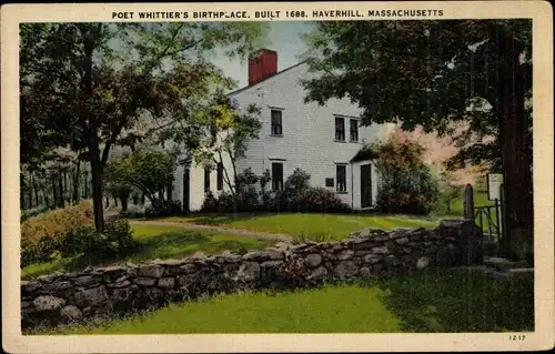 Ak Haverhill Massachusetts USA, Poet Whittiers's Birthplace built 1688