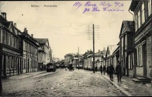 Ak Jelgava Mitau Lettland, Poststraße, deutsche Soldaten