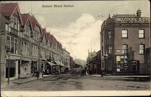 Ak Burton upon Trent Staffordshire, Station Street, Ind. Coope & Co.