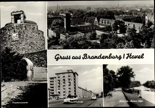 Ak Brandenburg an der Havel, Friedenswarte, Friedenstraße, Heinrich Heine Ufer