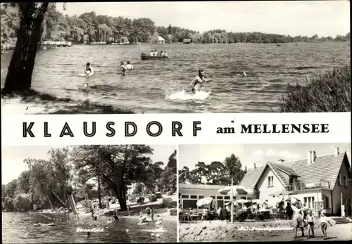 Ak Klausdorf in Brandenburg, Badepartie im Mellensee, HO Strandgaststätte