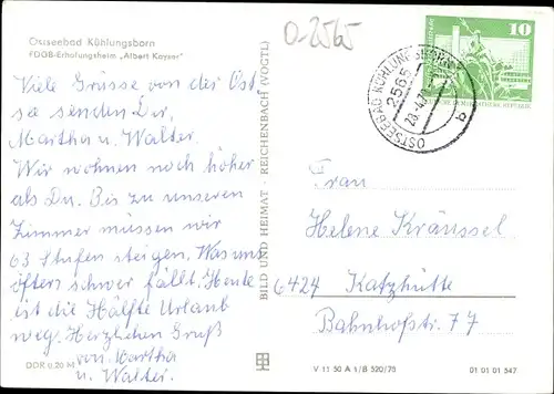 Ak Ostseebad Kühlungsborn, FDGB Erholungsheim Albert Kayser