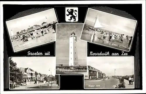 Ak Noordwijk Südholland, Oude zeeweg, Vuurtoren, Wappen