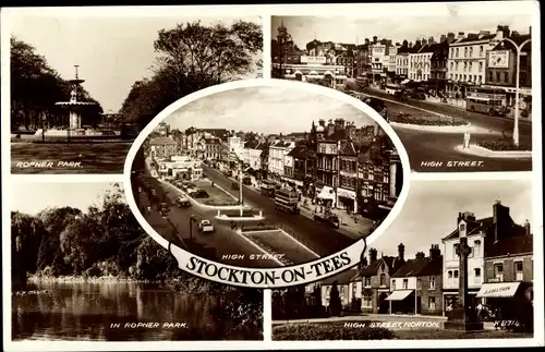 Ak Stockton on Tees England, High Street, Wasserpartie in Ropner Park