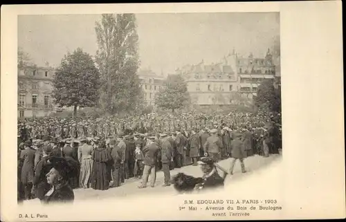 Ak Paris XVI., Edouard VII, König Edward VII von Großbritannien, Avenue du Bois de Boulogne