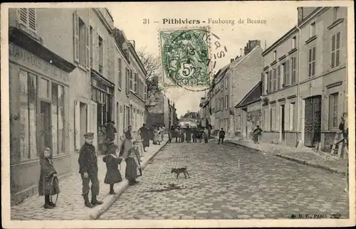 Ak Pithiviers Loiret, Faubourg de Beauce, Geschäfte