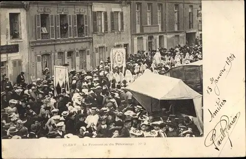 Ak Clery Loiret, La Procession du Pelerinage