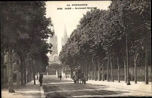 Ak Caen Calvados, Boulevard Bertrand, Kutsche