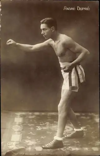 Ak Boxer André Dupré, Portrait
